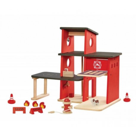 wooden fire station toy