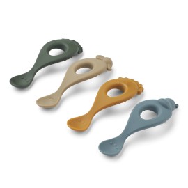 Liva silicone spoon - 4 pack - blue mix