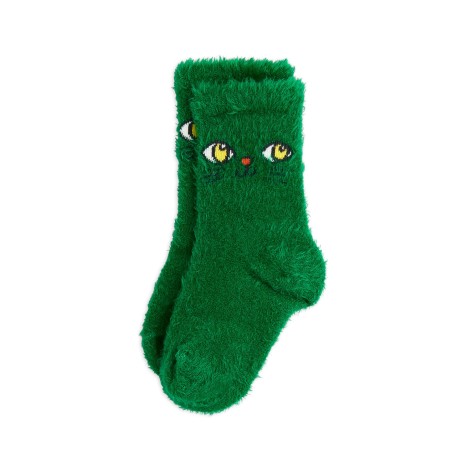 Cat Eyes Fuzzy Socks - green