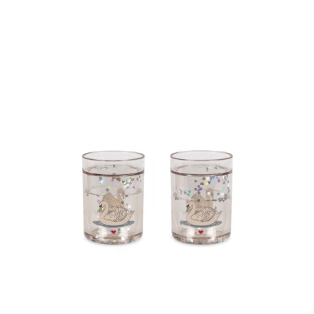 2 PACK GLITTER CUPS -Swan off-white