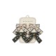 4 pack Ribbon bow hair clips - beige/blak