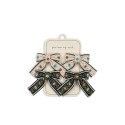 4 pack Ribbon bow hair clips - beige/blak