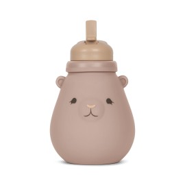 Silicone drinking bottle - teddy blush