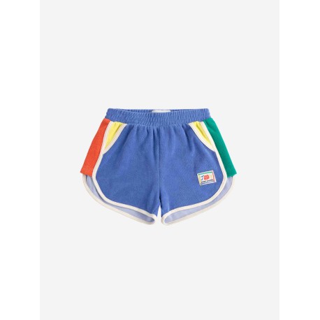 Smiling color block terry cloth shorts